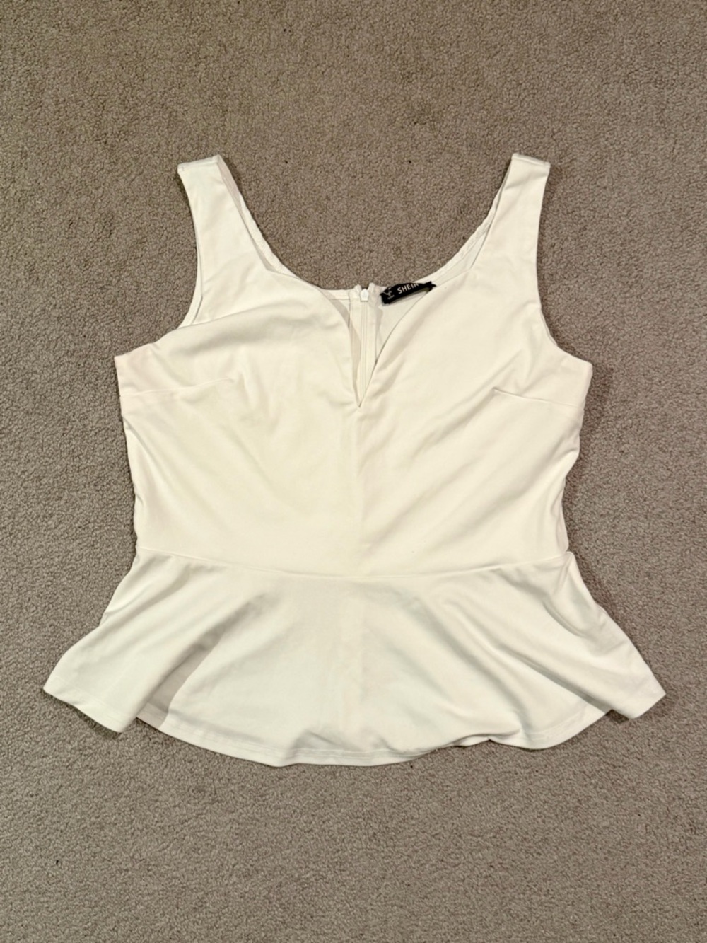 SHEIN Sleeveless Sweetheart Neckline White Peplum Tank Top - XL